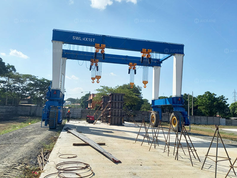 Rubber tyred gantry crane for precast handling